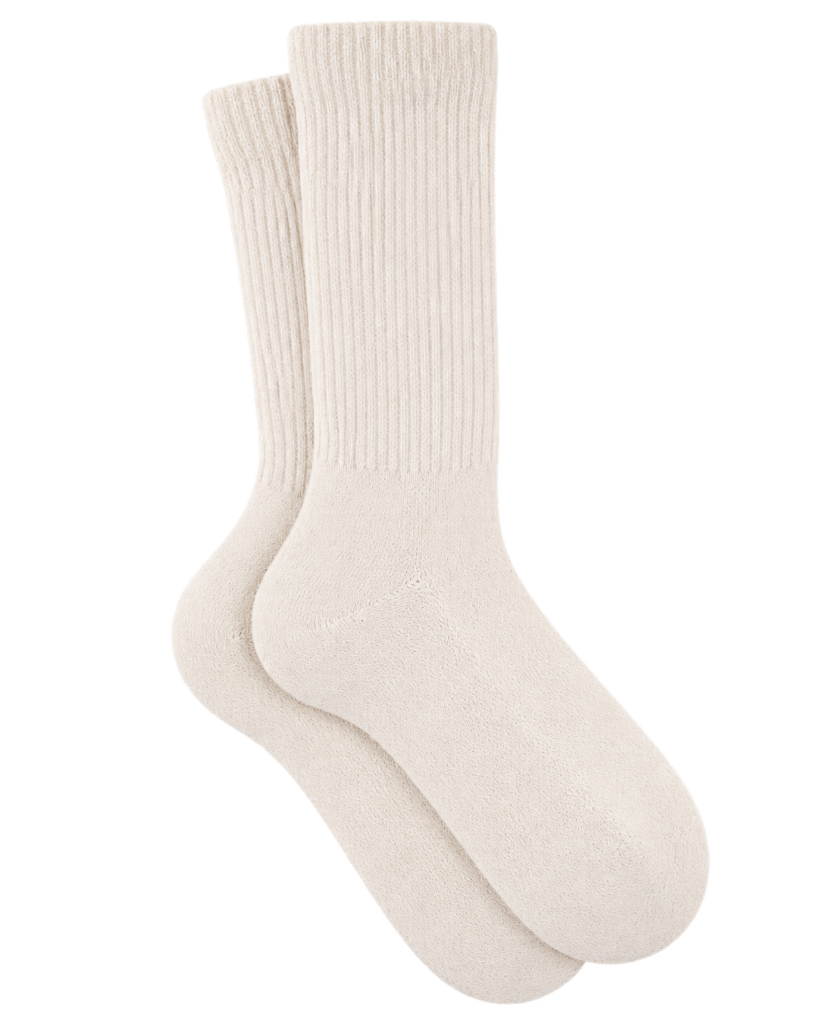 S Logo Wide Rib Cotton Socks - Ecru