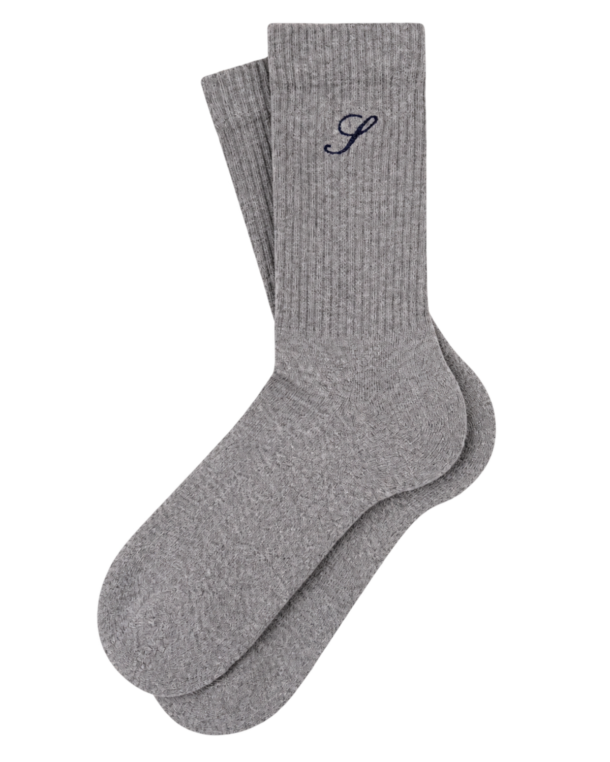 S Logo Wide Rib Cotton Socks - Heather Gray