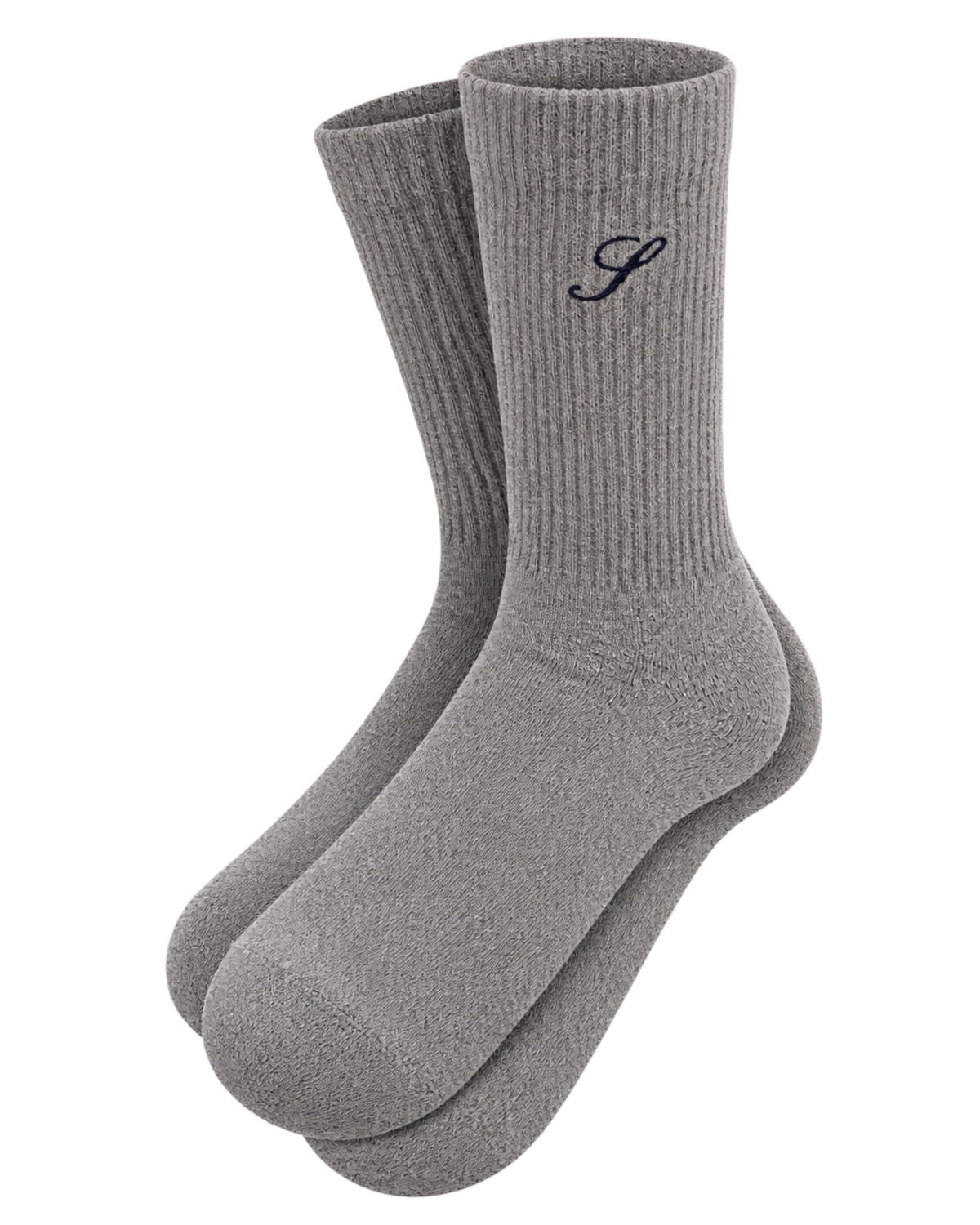 S Logo Wide Rib Cotton Socks - Heather Gray