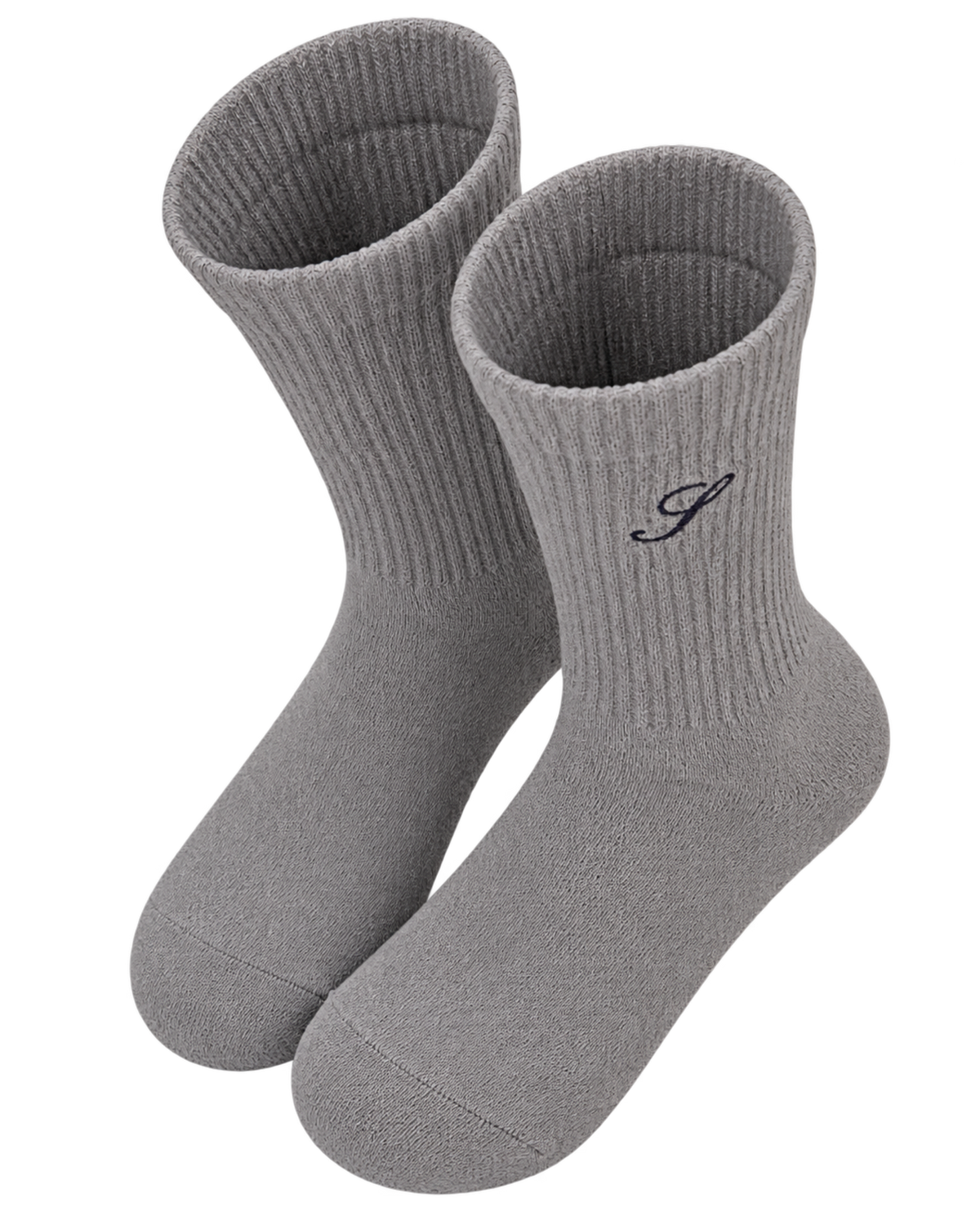 S Logo Wide Rib Cotton Socks - Heather Gray
