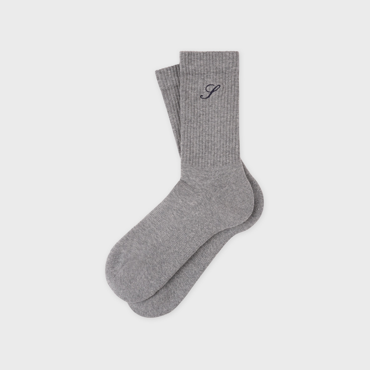 S Logo Wide Rib Cotton Socks - Heather Gray