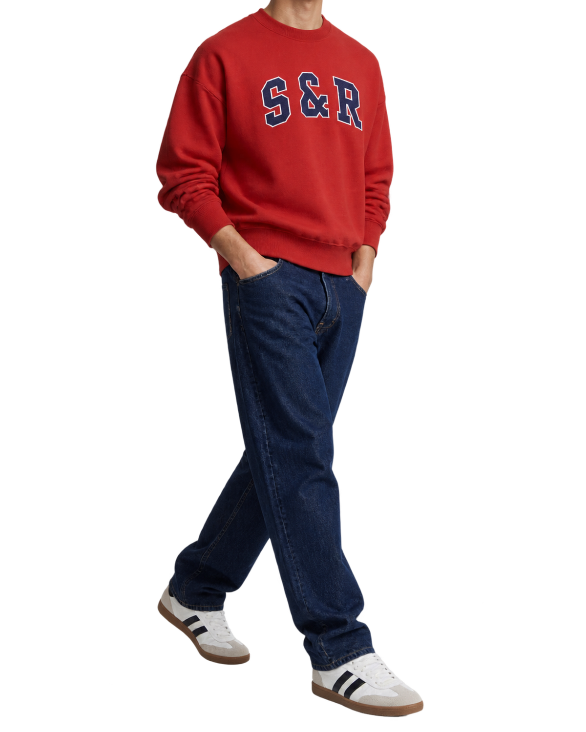 S&R Ivy Crewneck - Ruby/Navy