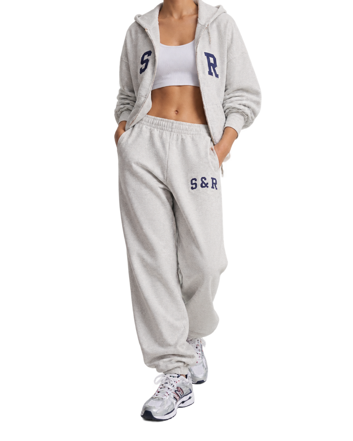 S&R Ivy Sweatpant - Heather Gray/Navy