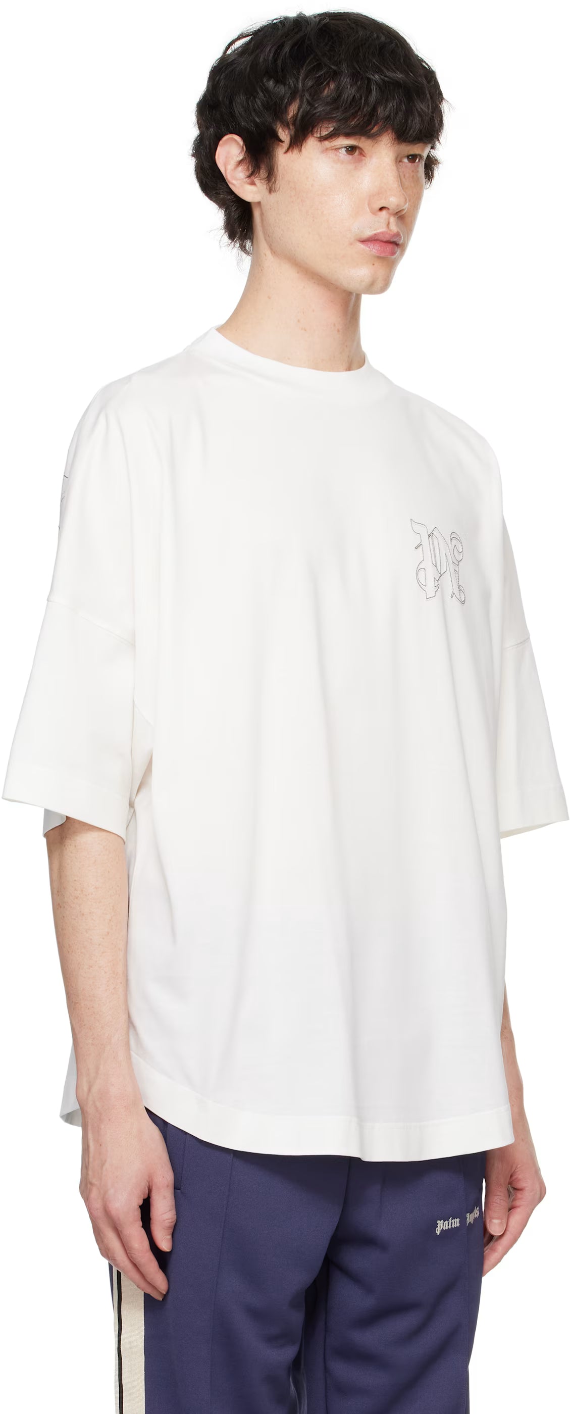 White Embroidered Monogram T-shirt