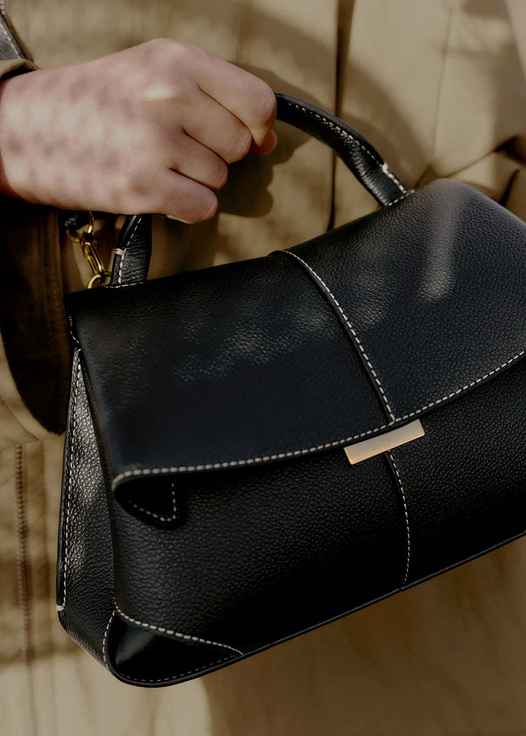 Mokki Mini Edition Textured Black with Ecru Stitching