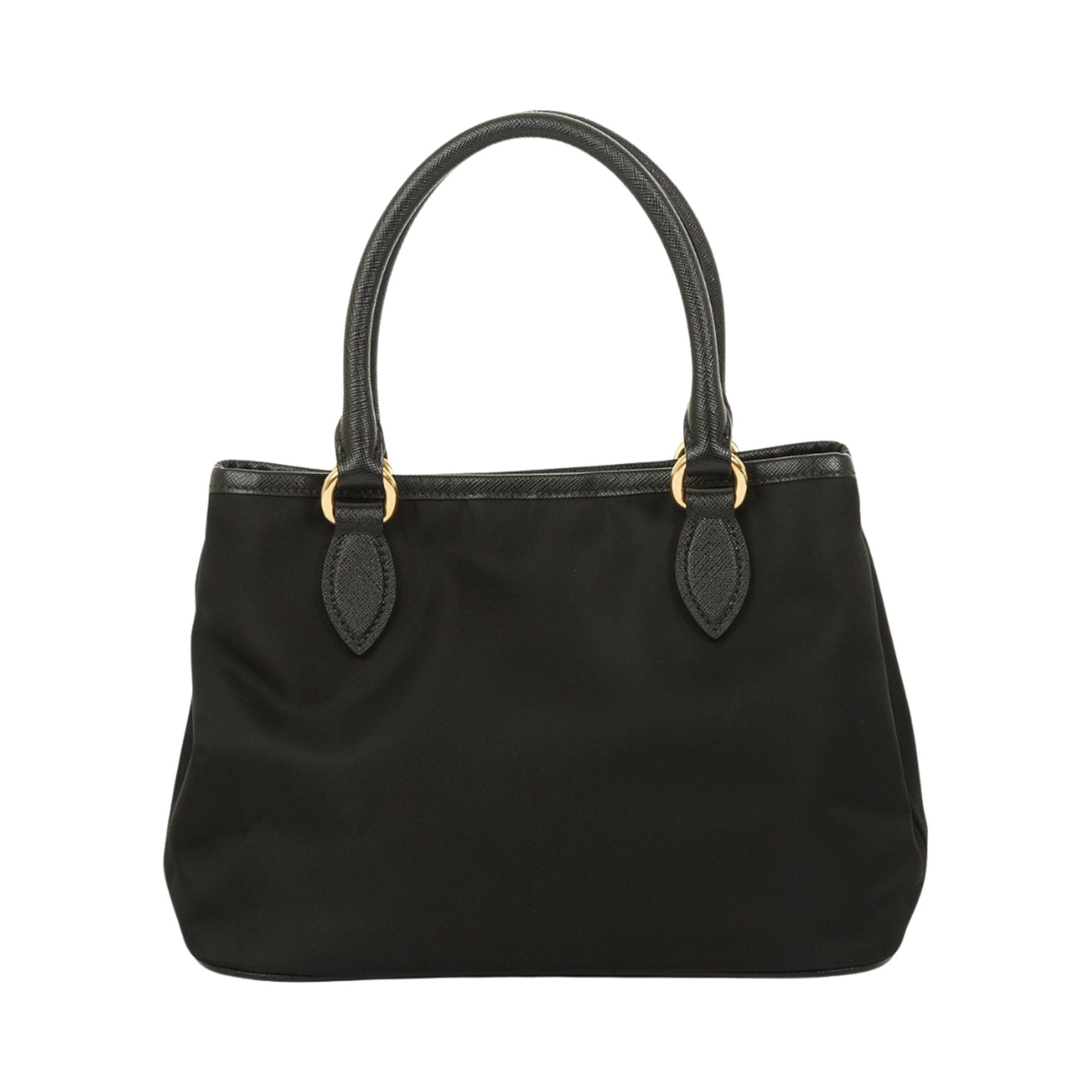 Saffiano Leather-Trimmed Tessuto Nylon Satchel w/ Strap & Authenticity Card