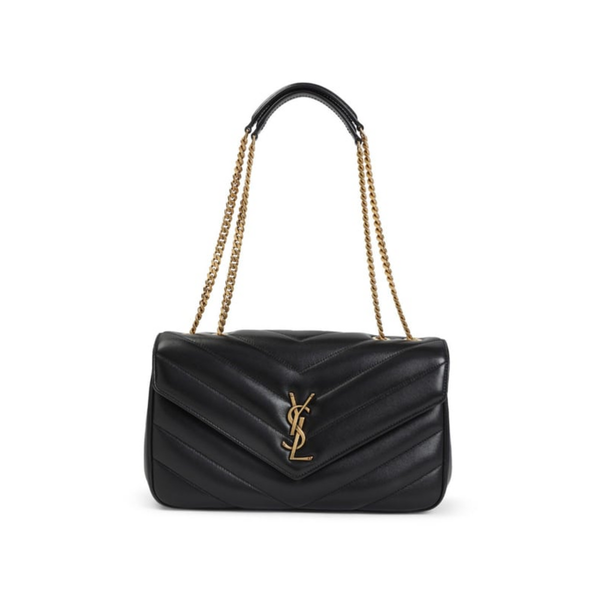 Saint Lauren Black Loulou Quilted Leather Shoulder Bag