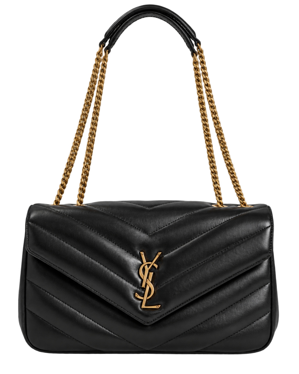 Saint Lauren Black Loulou Quilted Leather Shoulder Bag