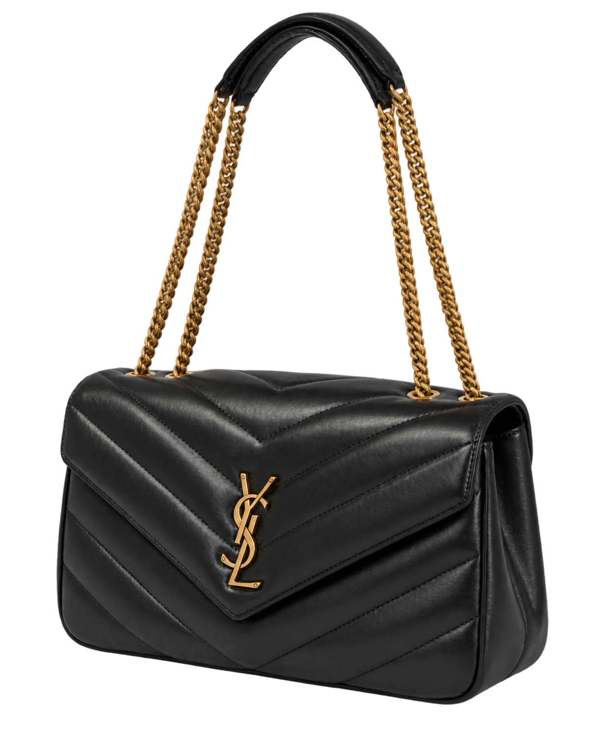 Saint Lauren Black Loulou Quilted Leather Shoulder Bag
