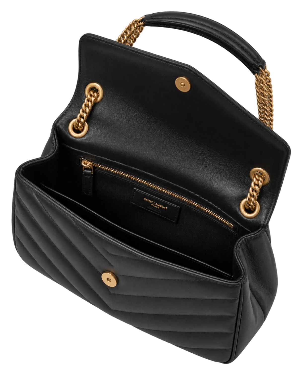 Saint Lauren Black Loulou Quilted Leather Shoulder Bag
