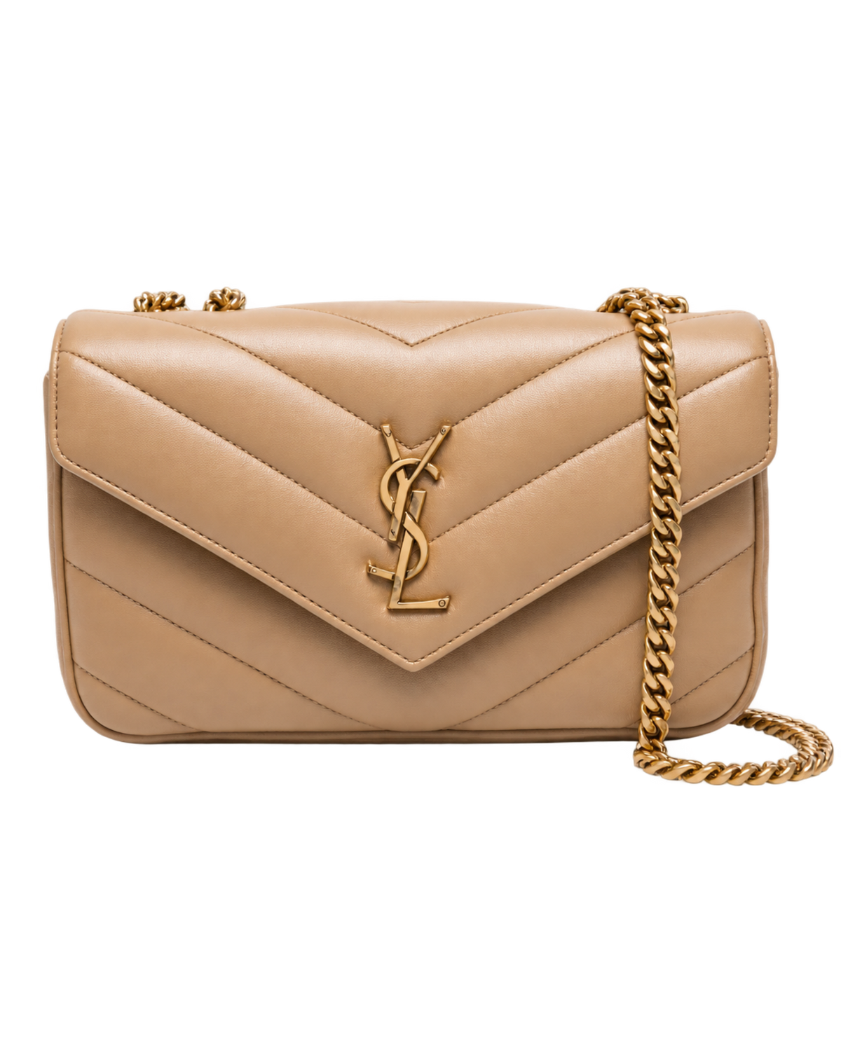 Saint Lauren Small Loulou chevron chain shoulder bag