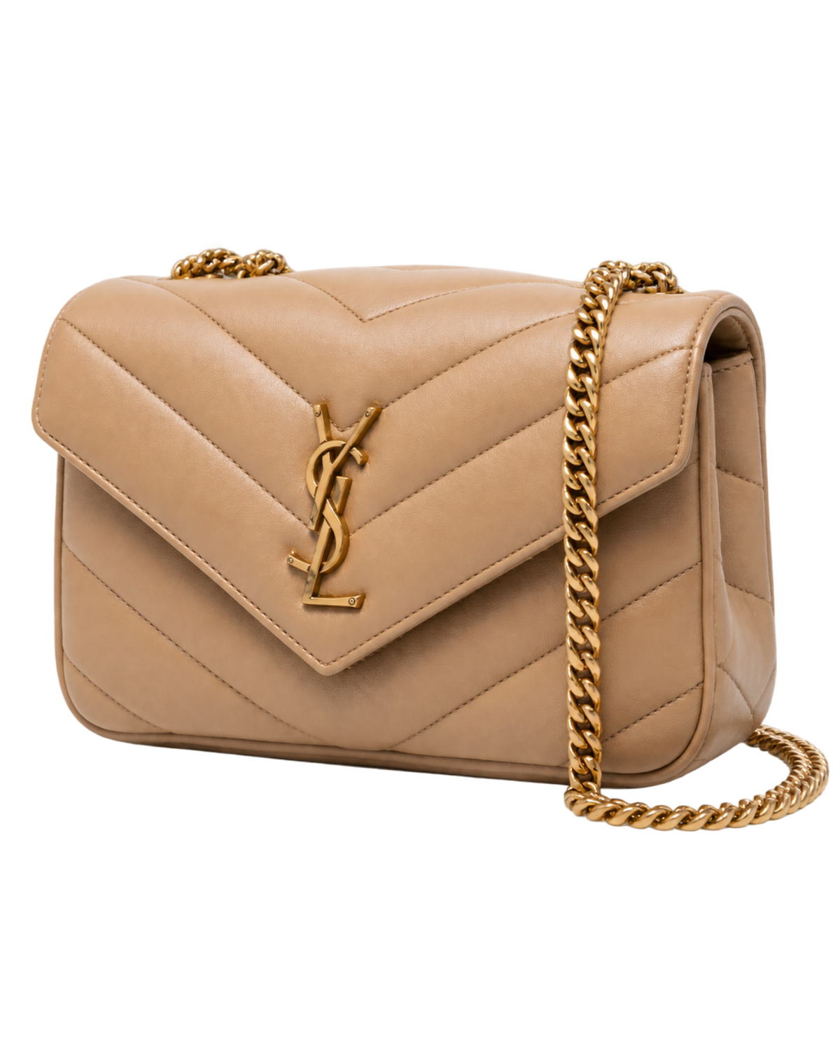 Saint Lauren Small Loulou chevron chain shoulder bag