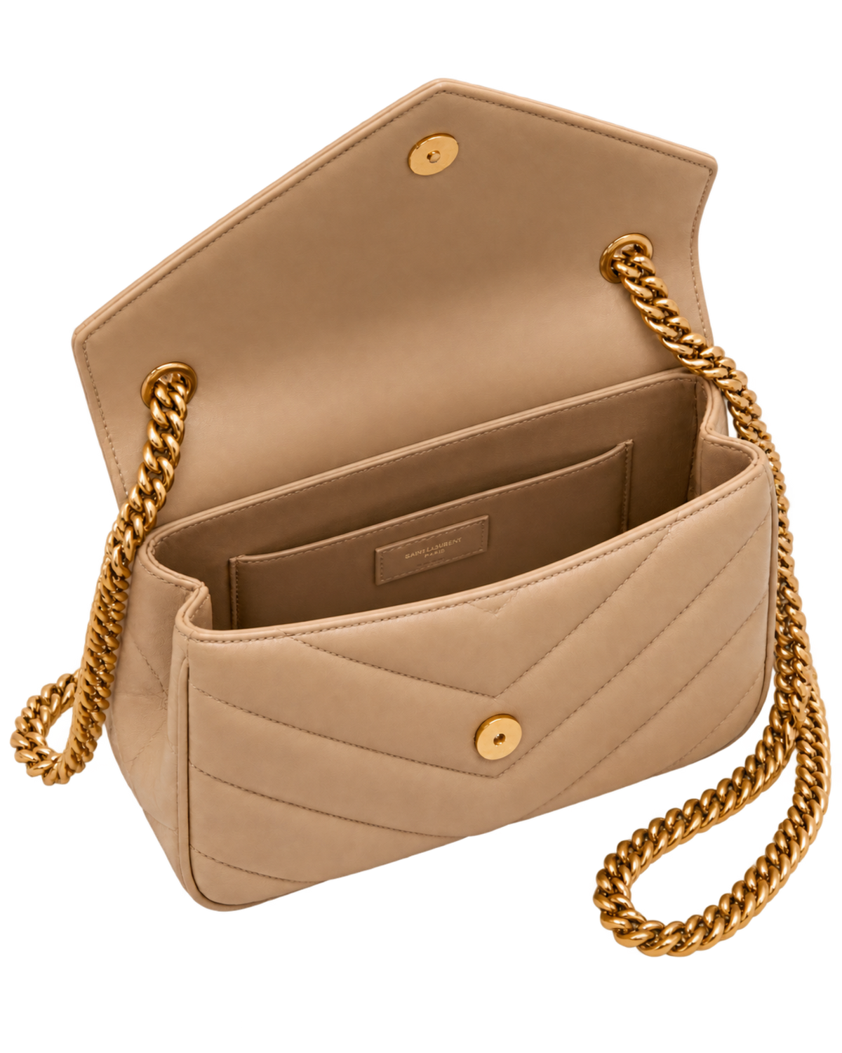 Saint Lauren Small Loulou chevron chain shoulder bag