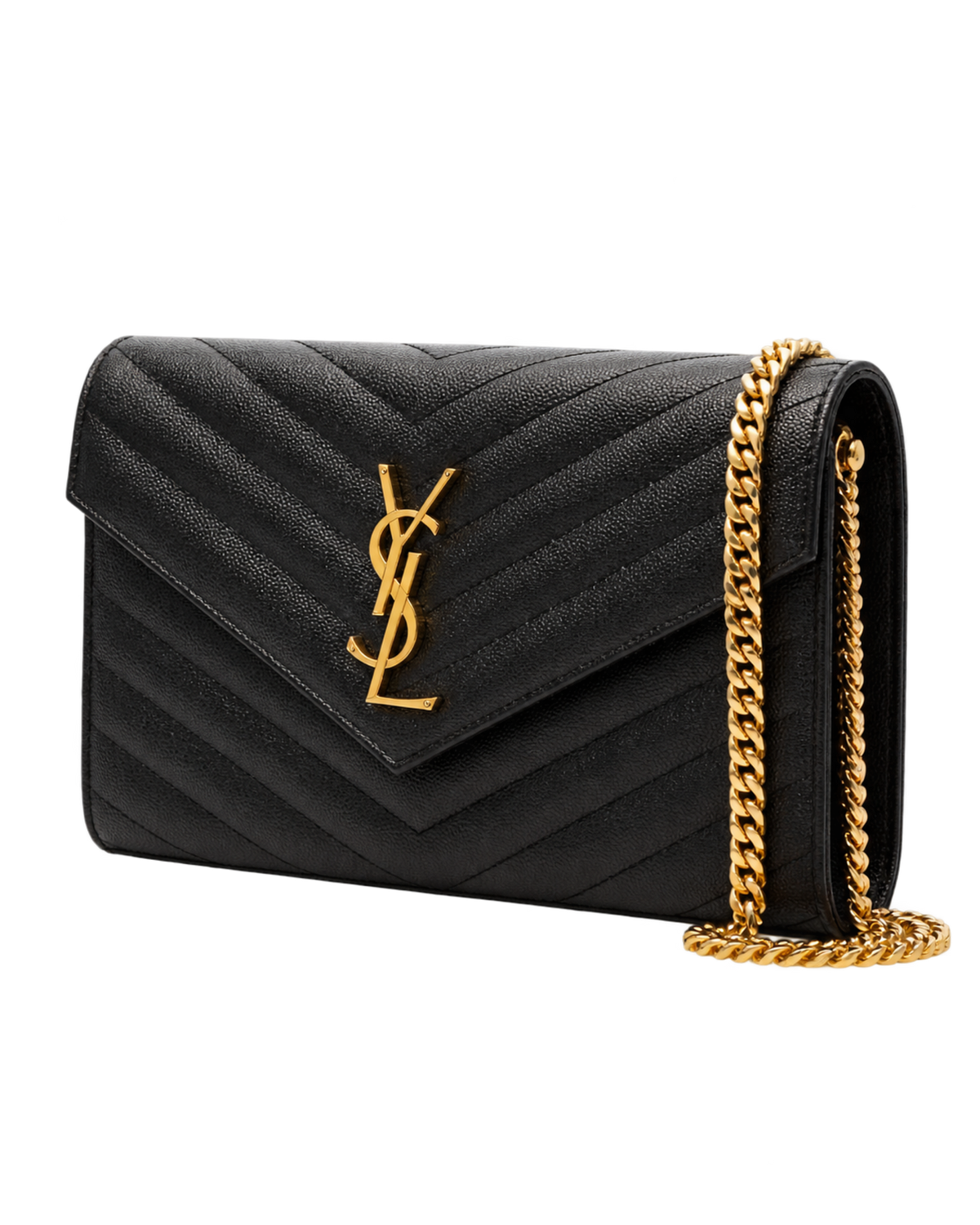 Saint Laurent Beige Quilted Leather chain on Wallet