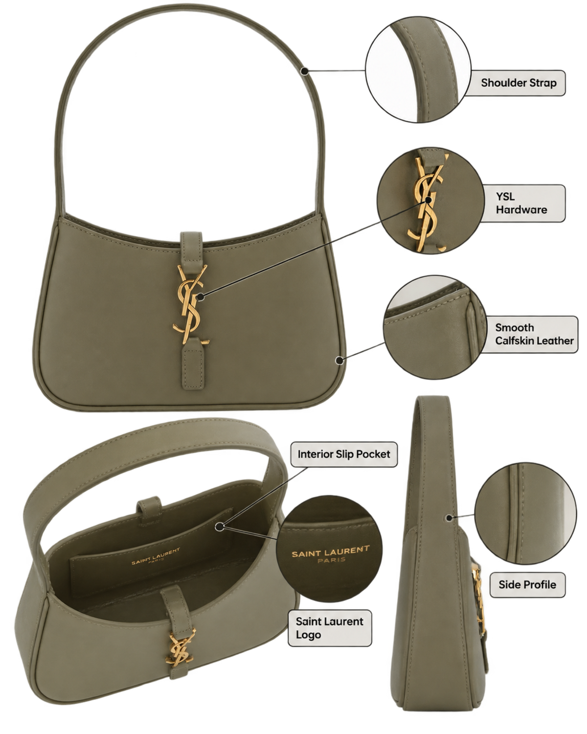 Saint Laurent Grey Le 5 A 7 Mini Shoulder Bag