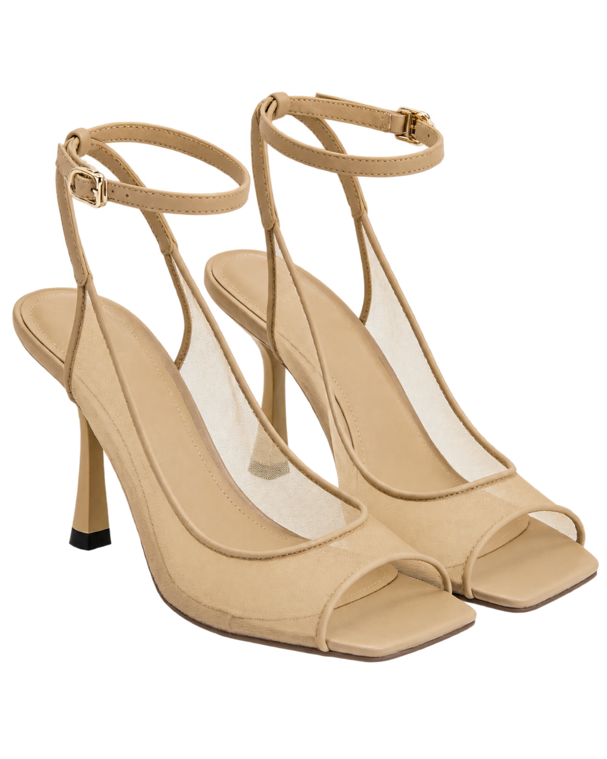 Serenity Open Toe Mesh Slingback Sandals - Khaki
