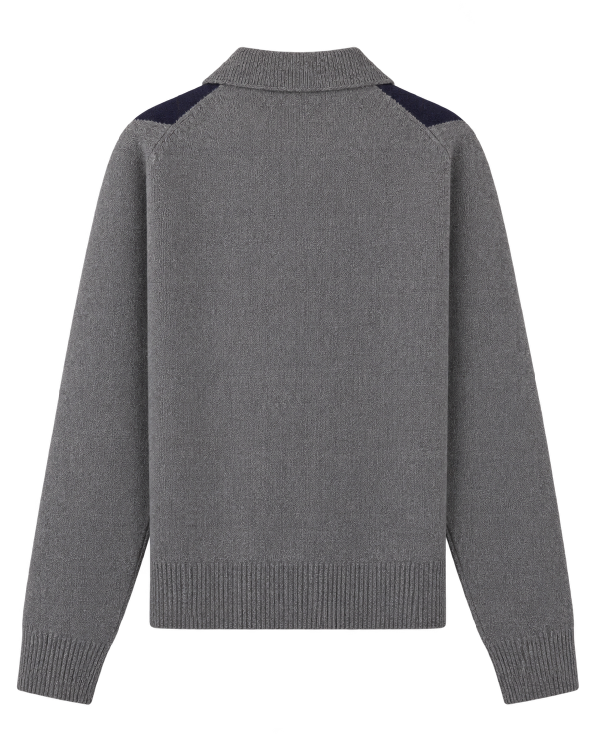 Serif Logo Argyle Cashmere Polo - Gray/Navy/Ecru