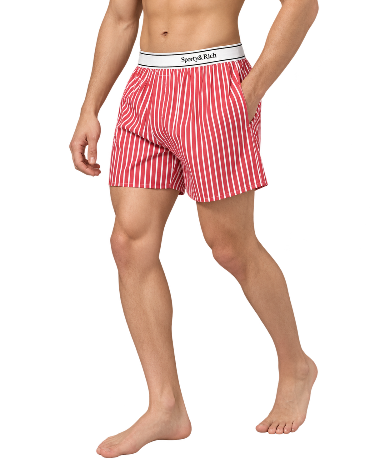 Serif Logo Boxer - Ruby Stripe