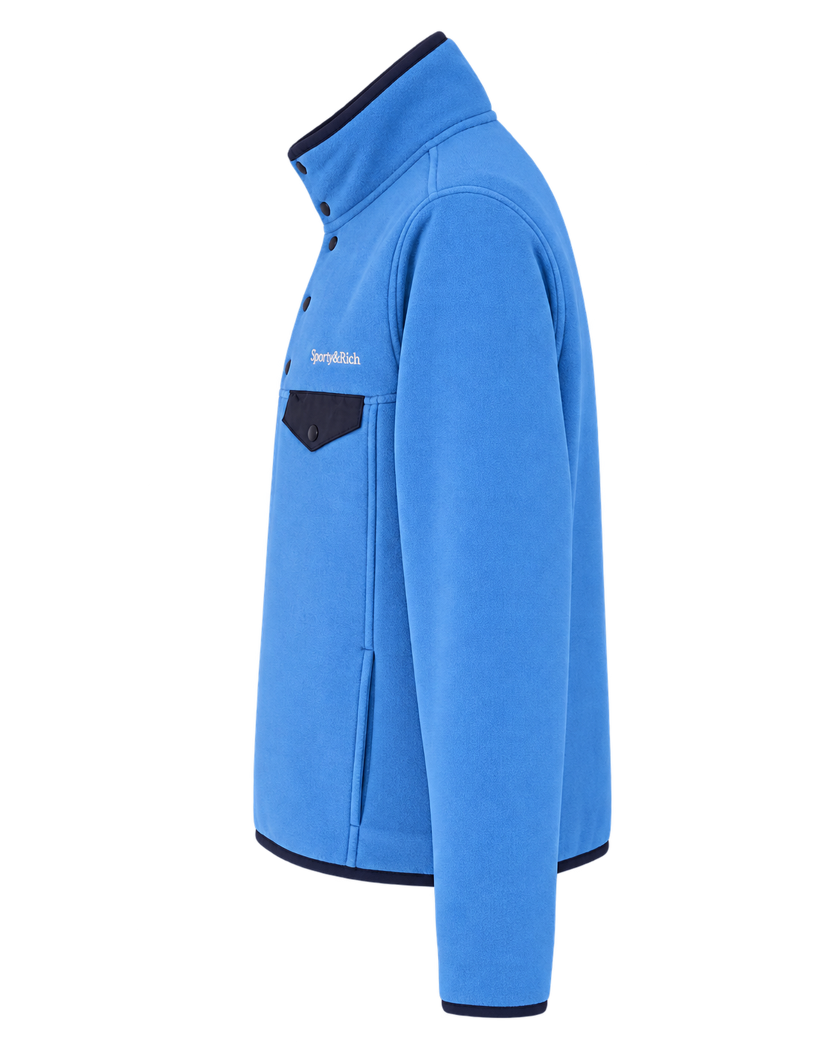 Serif Logo Buttoned Polar Sweatshirt - Azure/Light Navy