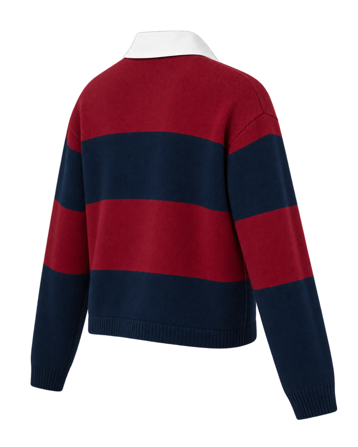 Serif Logo Cashmere Rugby Polo - Merlot/Navy/Ecru