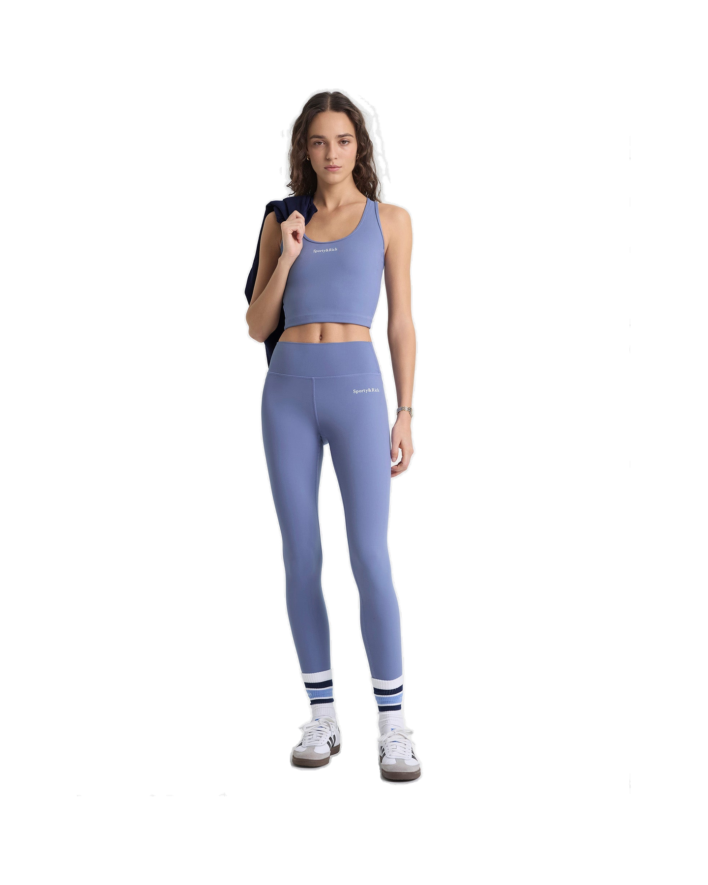 Serif Logo Legging - Colony Blue/White