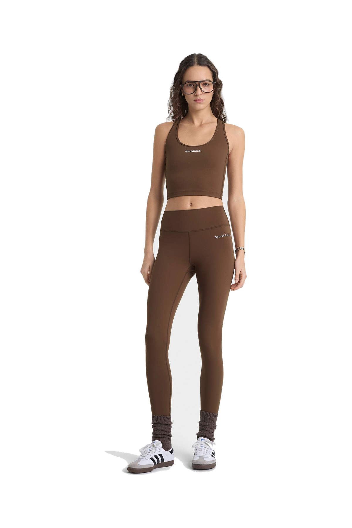 Serif Logo Legging - Toffee/White