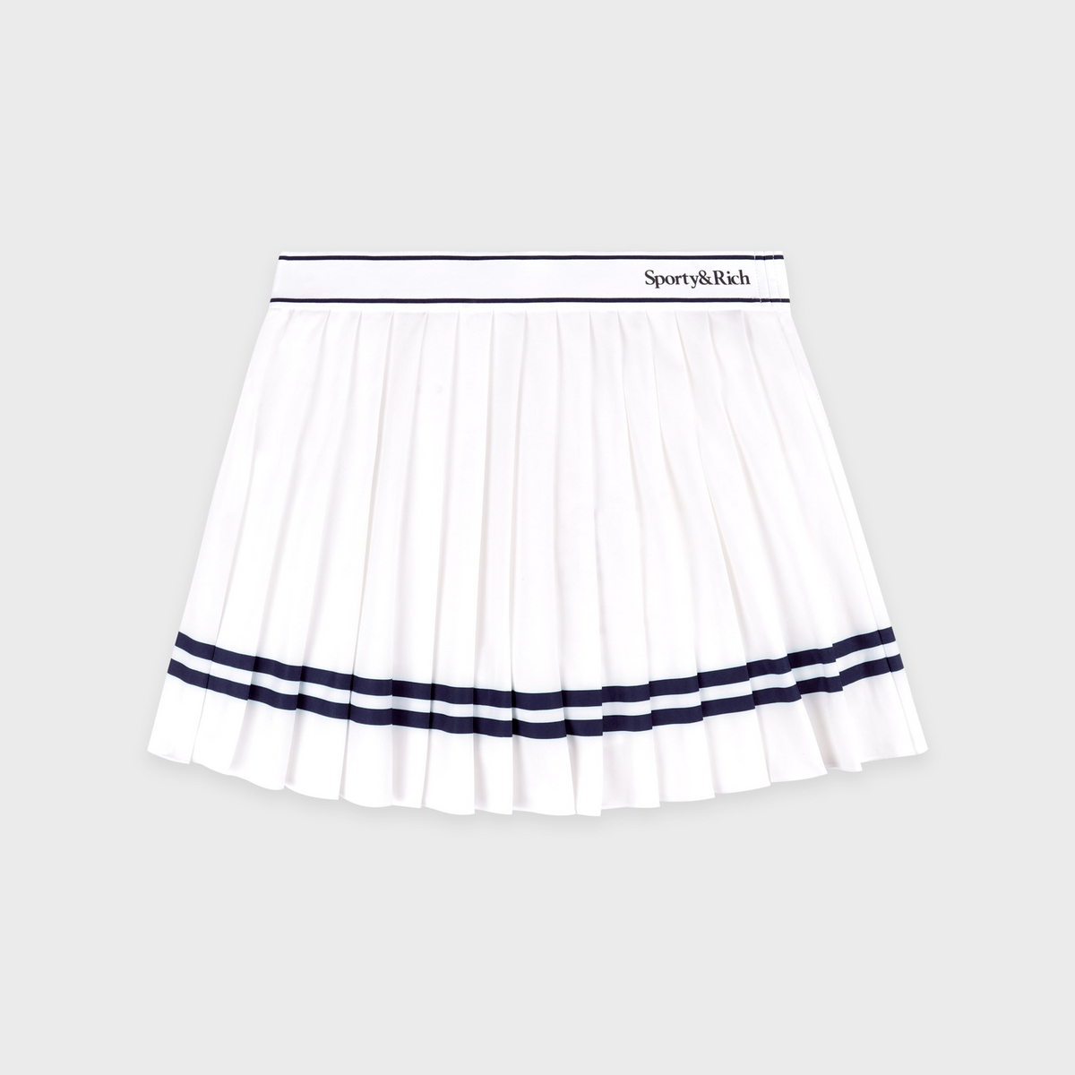 Serif Logo Pleated Skirt - White/Navy