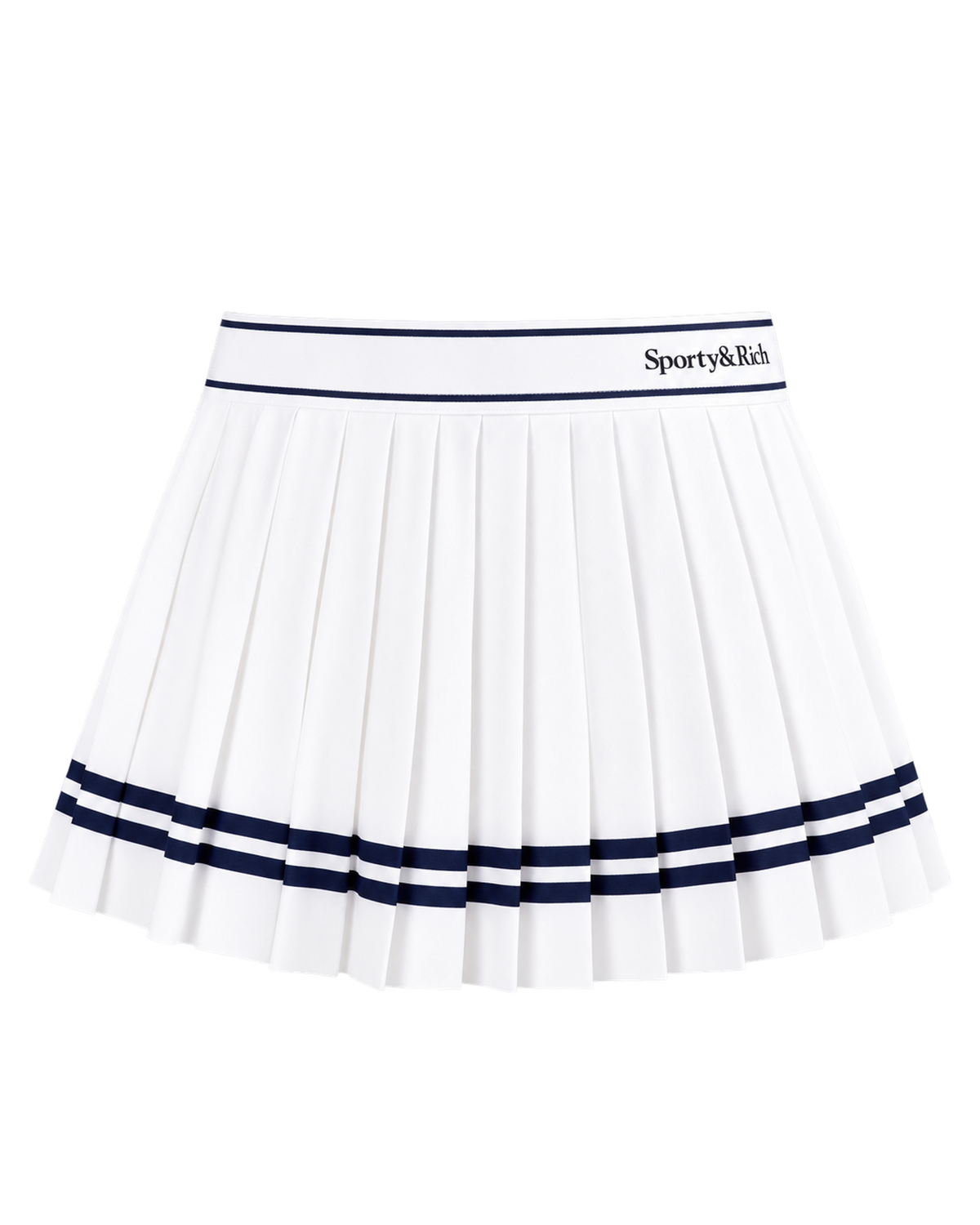 Serif Logo Pleated Skirt - White/Navy