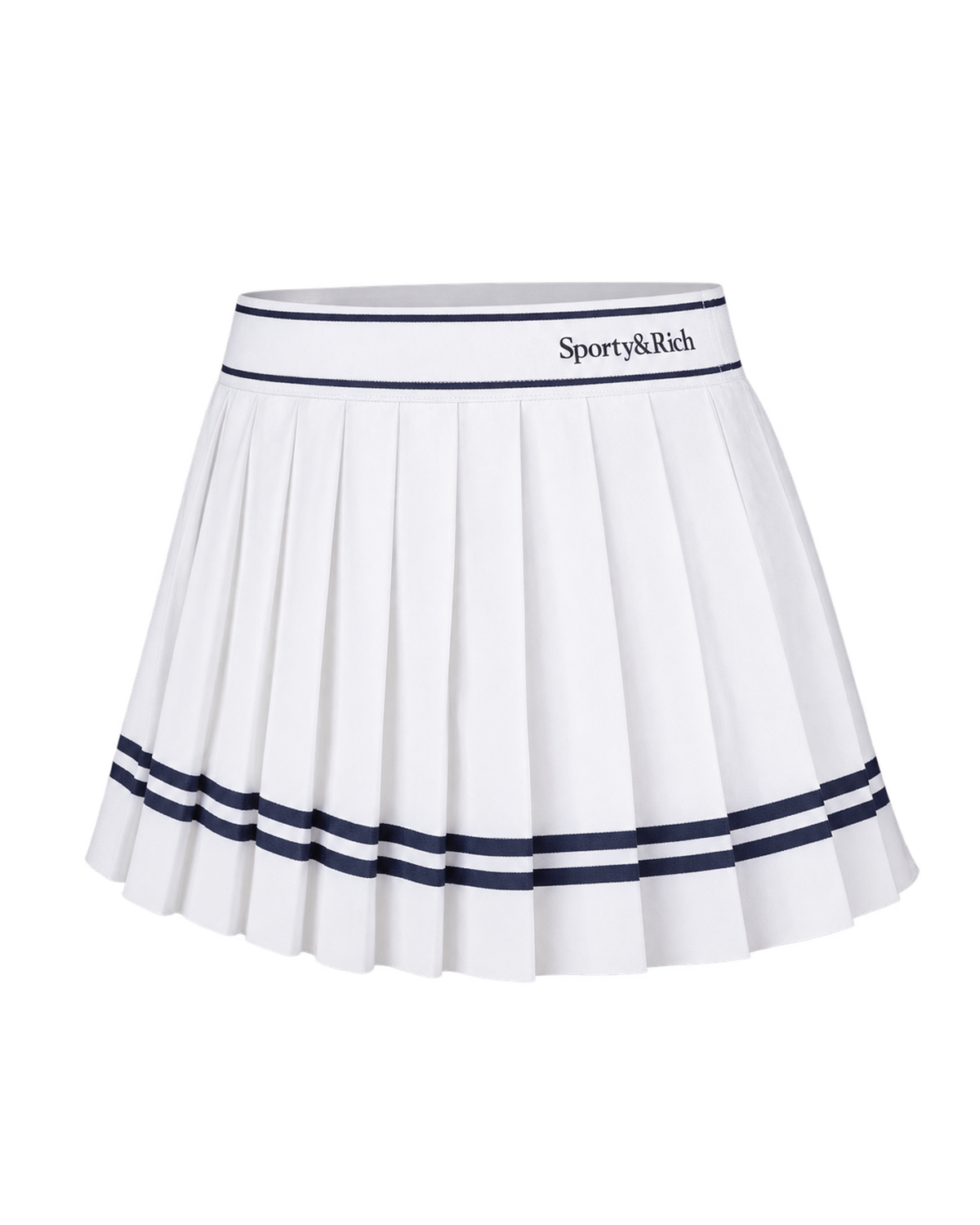 Serif Logo Pleated Skirt - White/Navy