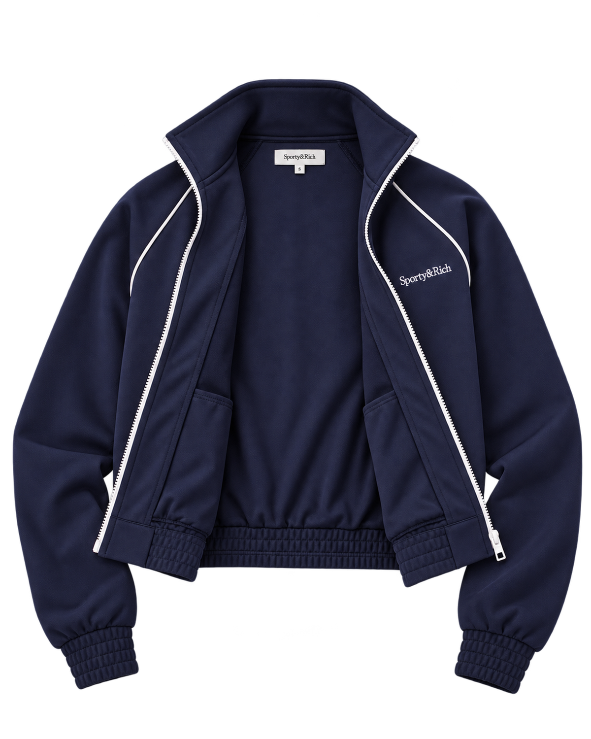 Serif Logo Retro Track Jacket - Navy/White