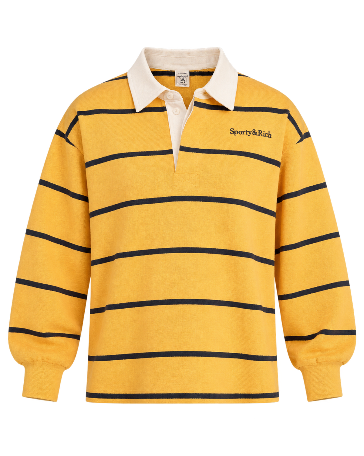 Serif Logo Rugby Polo - Faded Gold/White/Navy