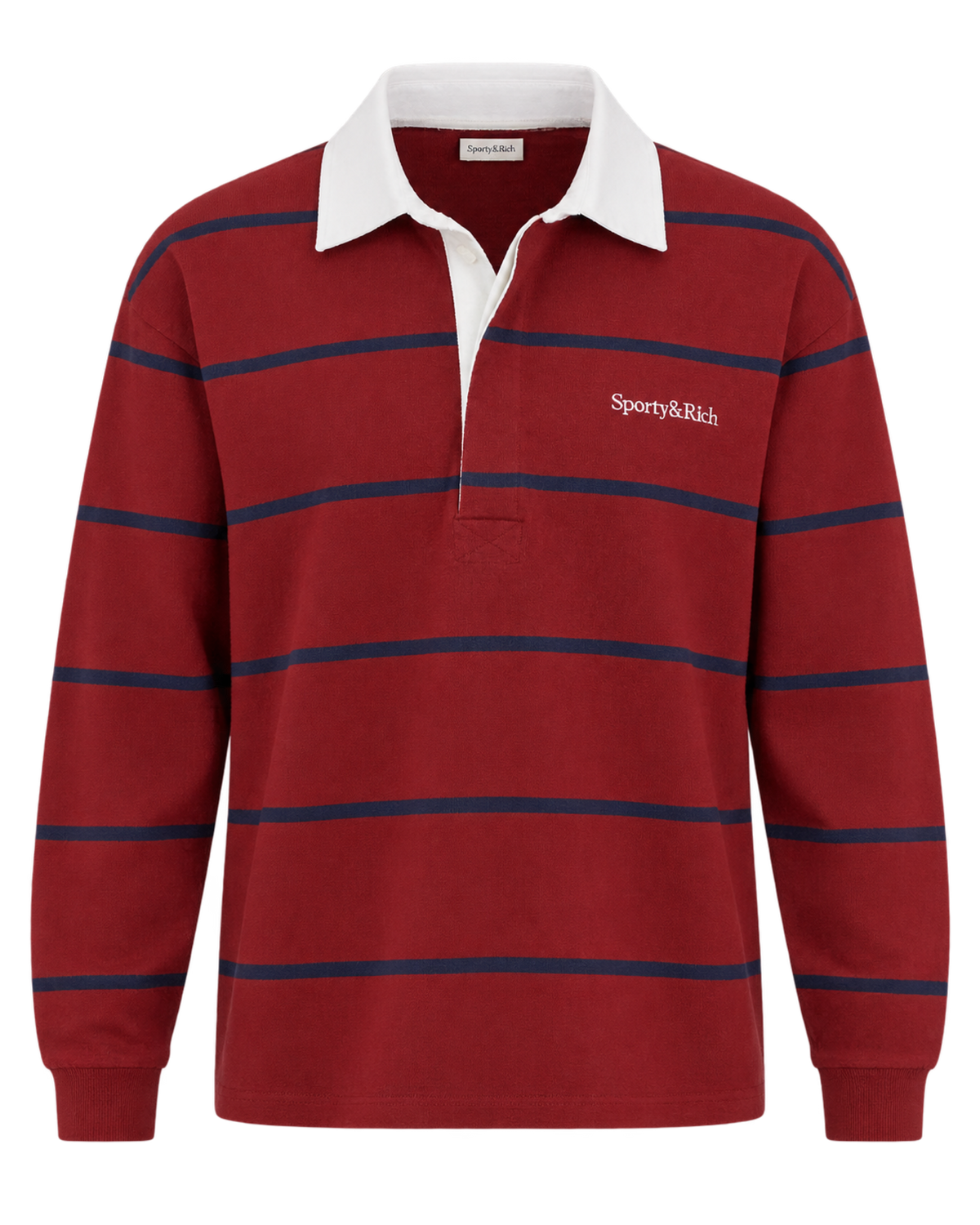 Serif Logo Rugby Polo Men - Merlot/White/Dark Navy
