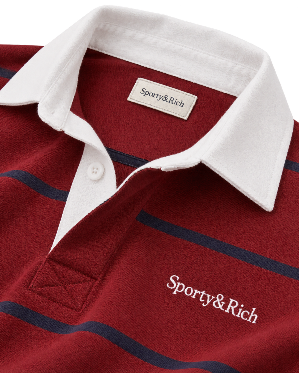 Serif Logo Rugby Polo Men - Merlot/White/Dark Navy