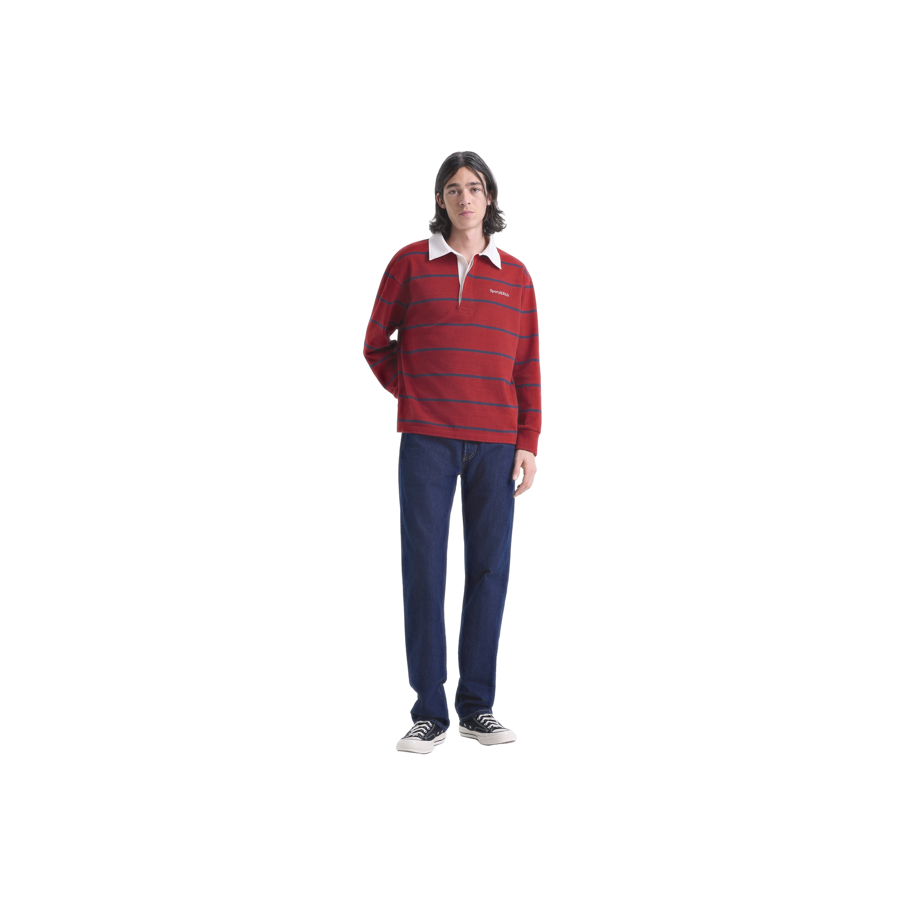 Serif Logo Rugby Polo Men - Merlot/White/Dark Navy