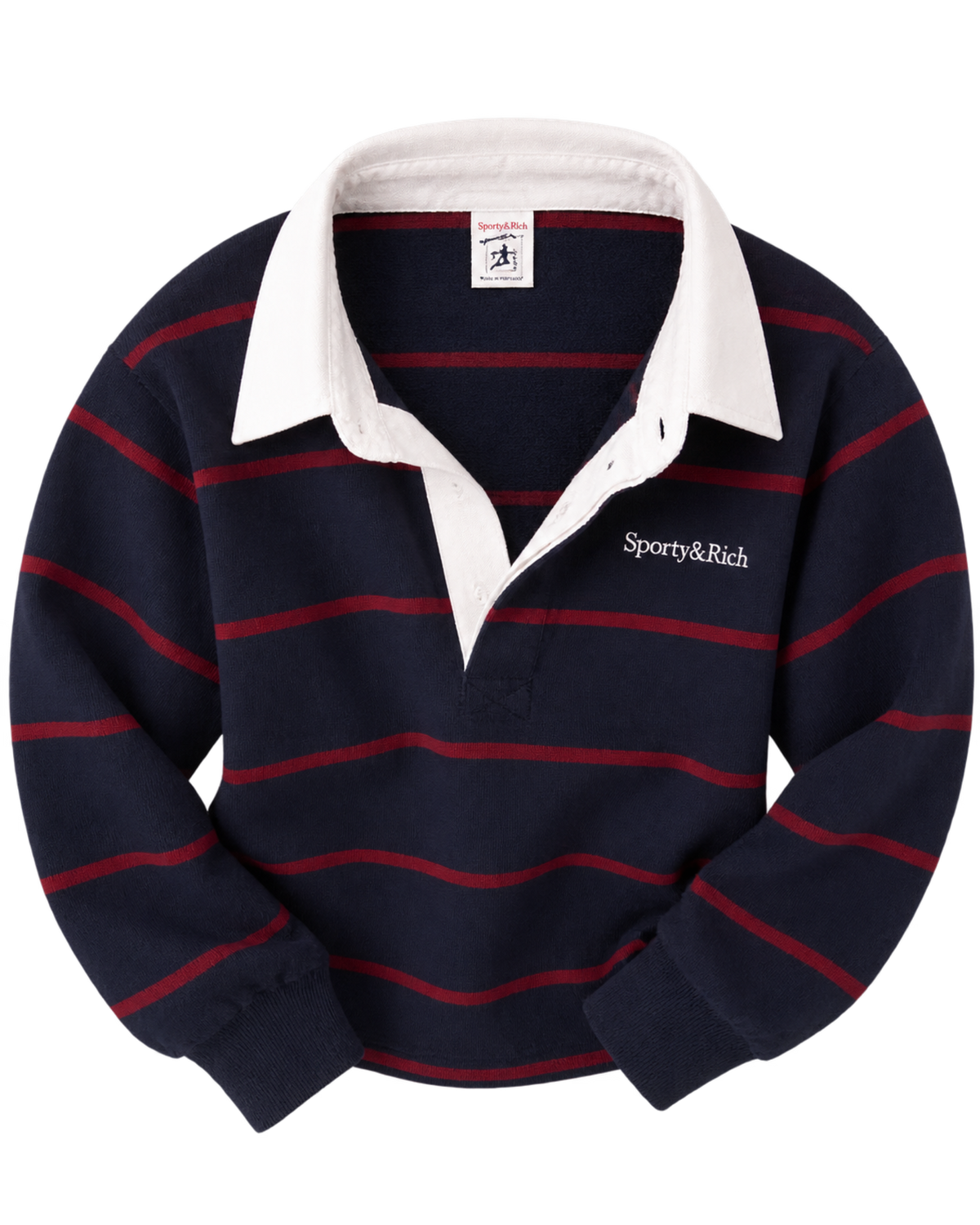 Serif Logo Rugby Polo - Navy/White/Merlot