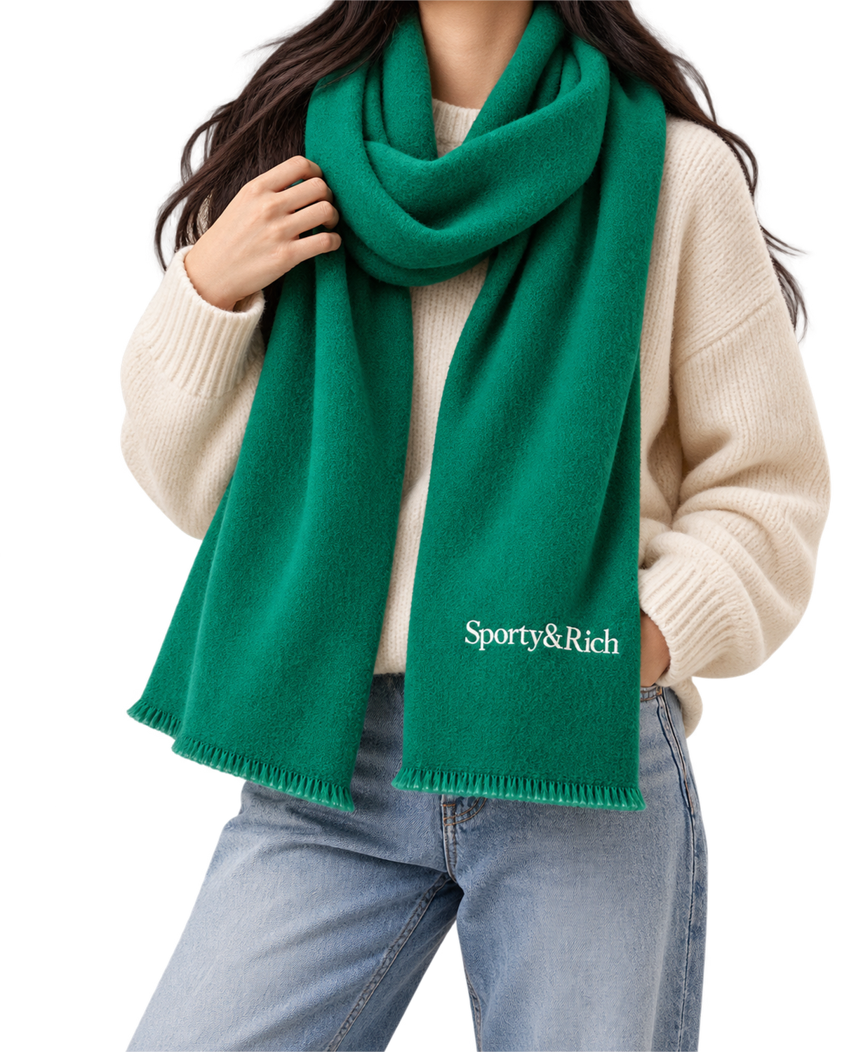 Serif Logo Scarf - Spring Green/Light Navy