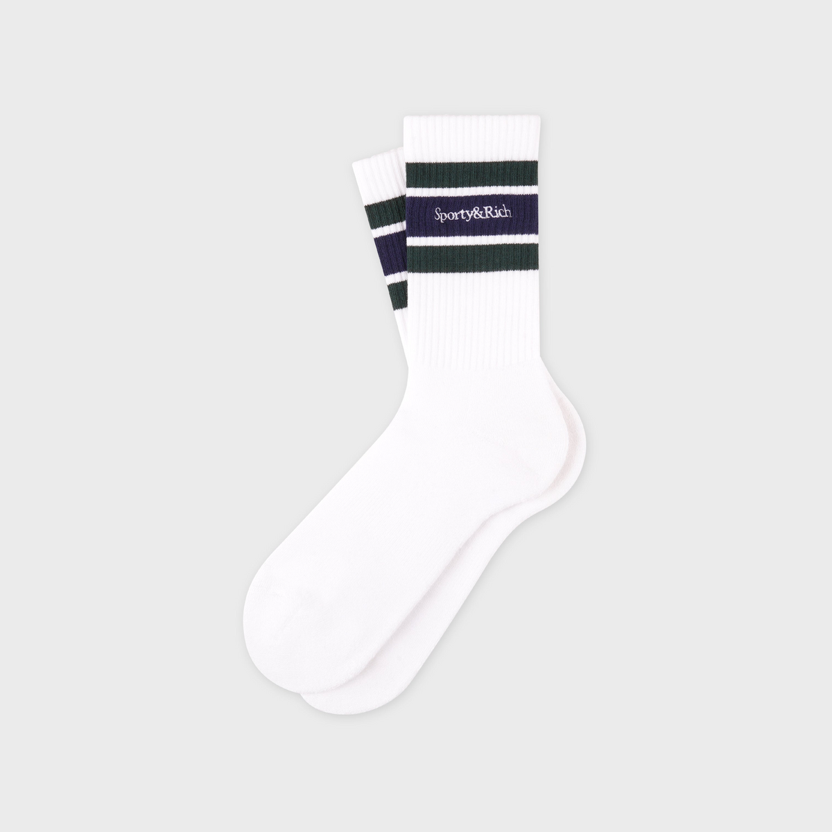 Serif Logo Socks - White/Forest/Navy