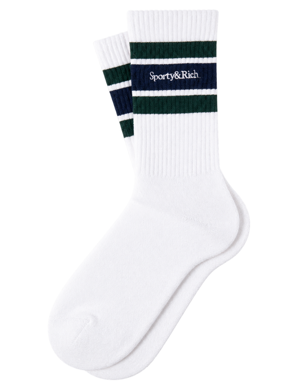 Serif Logo Socks - White/Forest/Navy