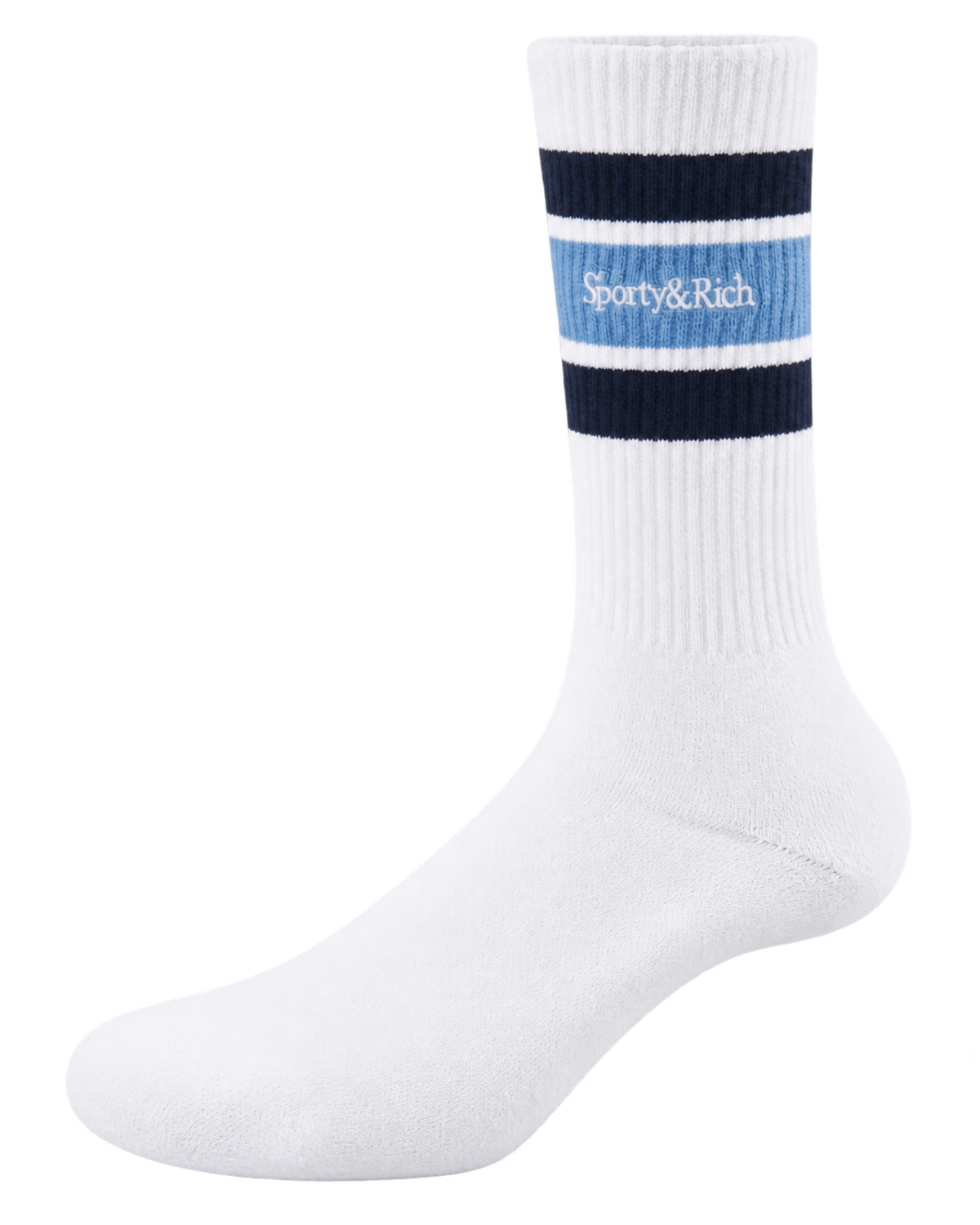 Serif Logo Socks - White/Navy/Colony