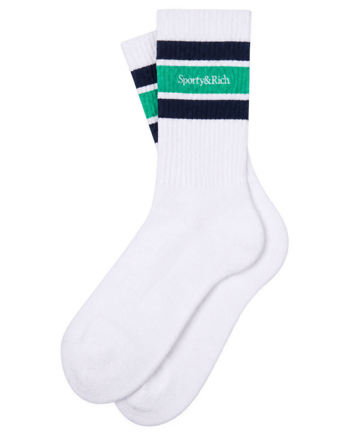 Serif Logo Socks - White/Spring Green/Light Navy