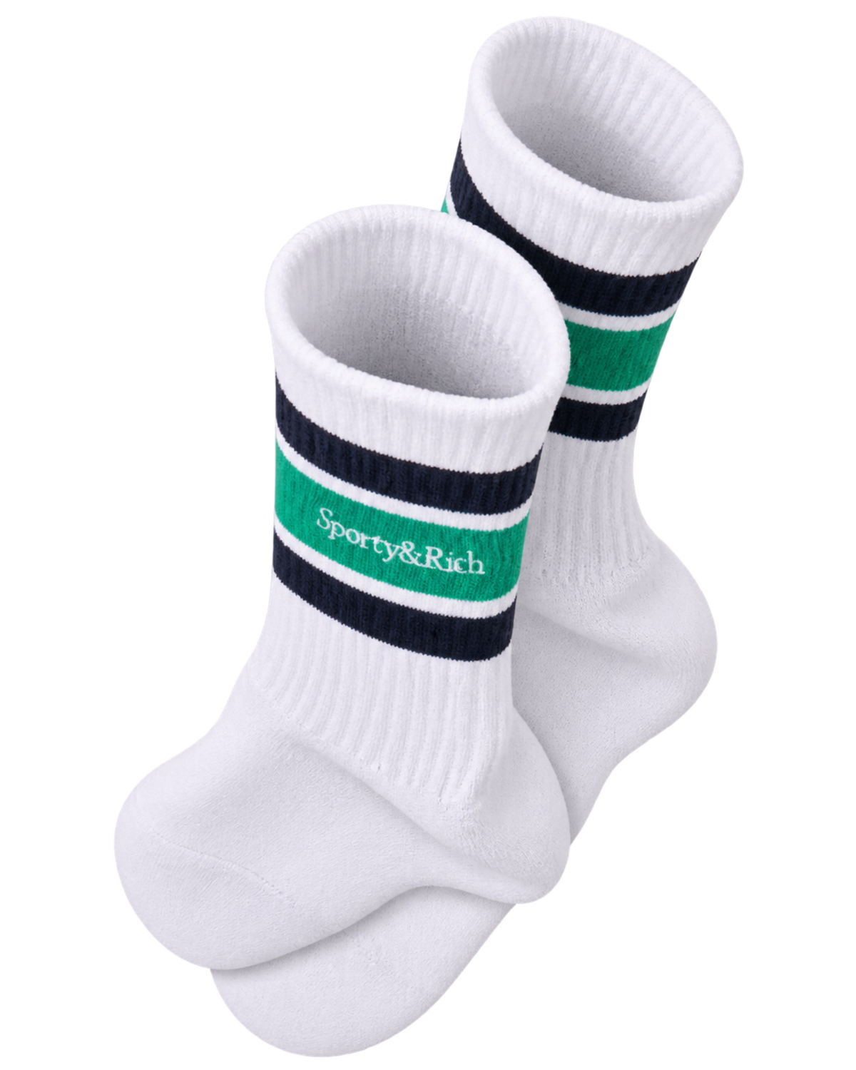Serif Logo Socks - White/Spring Green/Light Navy