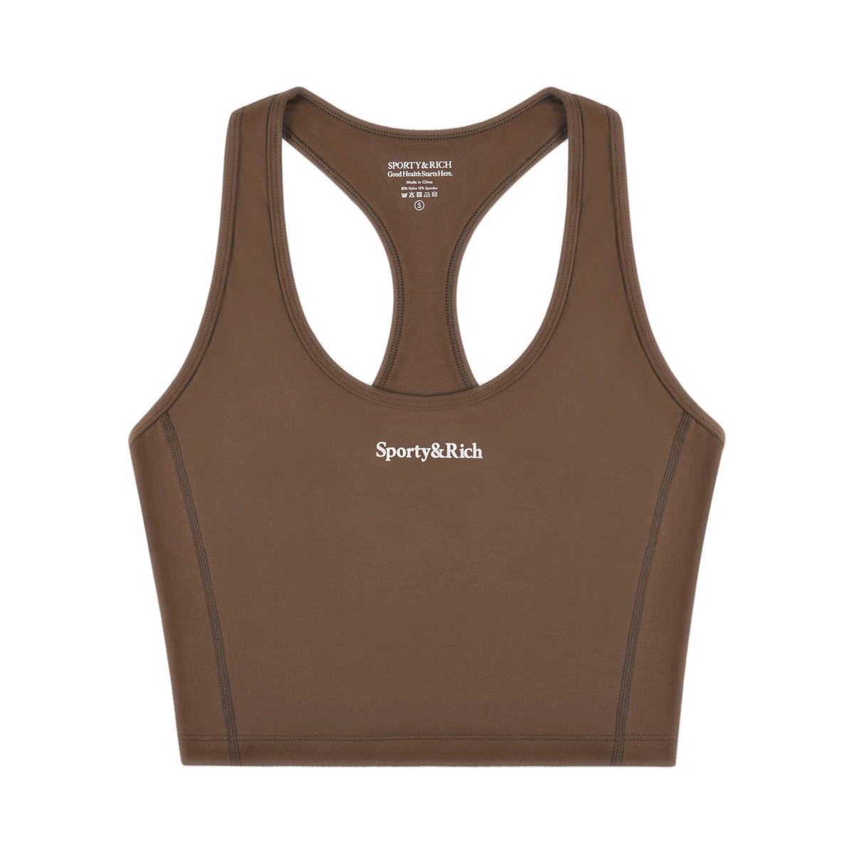Serif Logo Sports Tank - Toffee/White