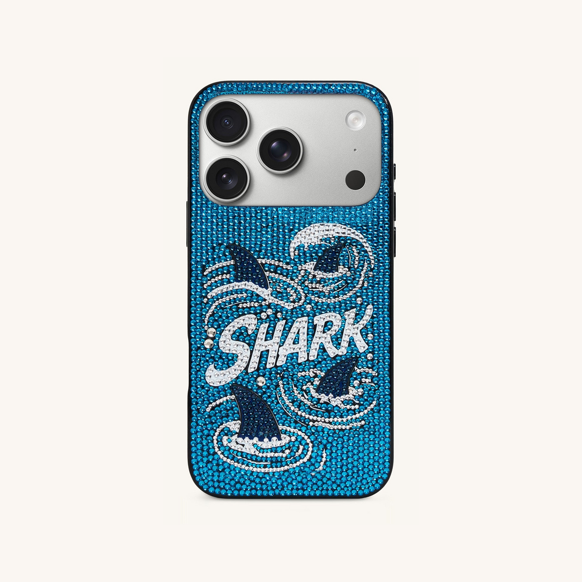 Shark Blue Artificial Crystal Phone Case - Blue