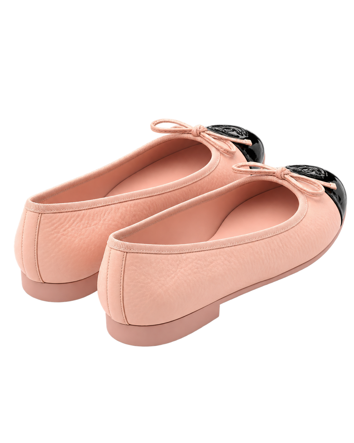 Shiny Crumpled Calfskin Patent CC Cap Toe Ballerina Flats