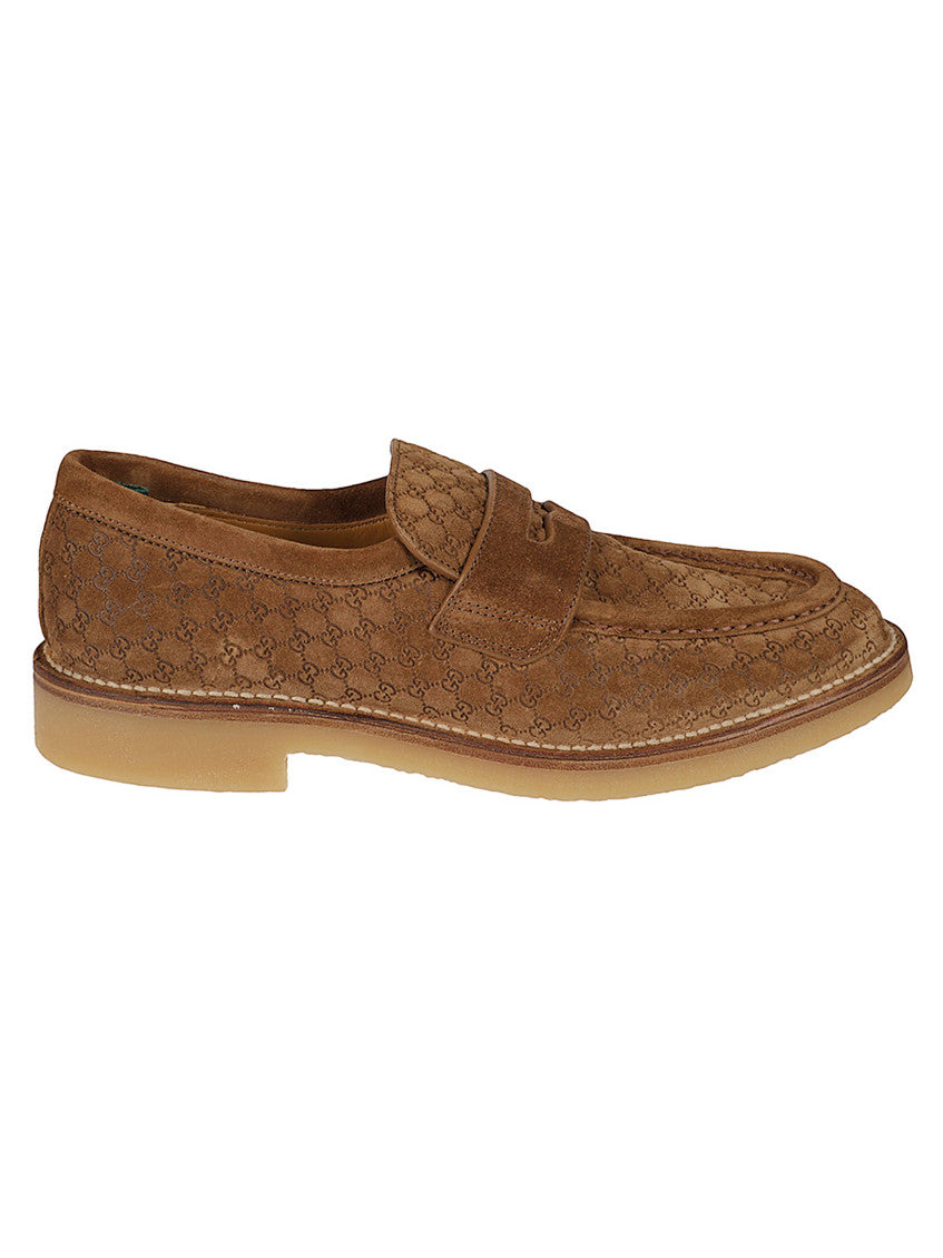 Gucci GG Suede Penny Loafers – Brown