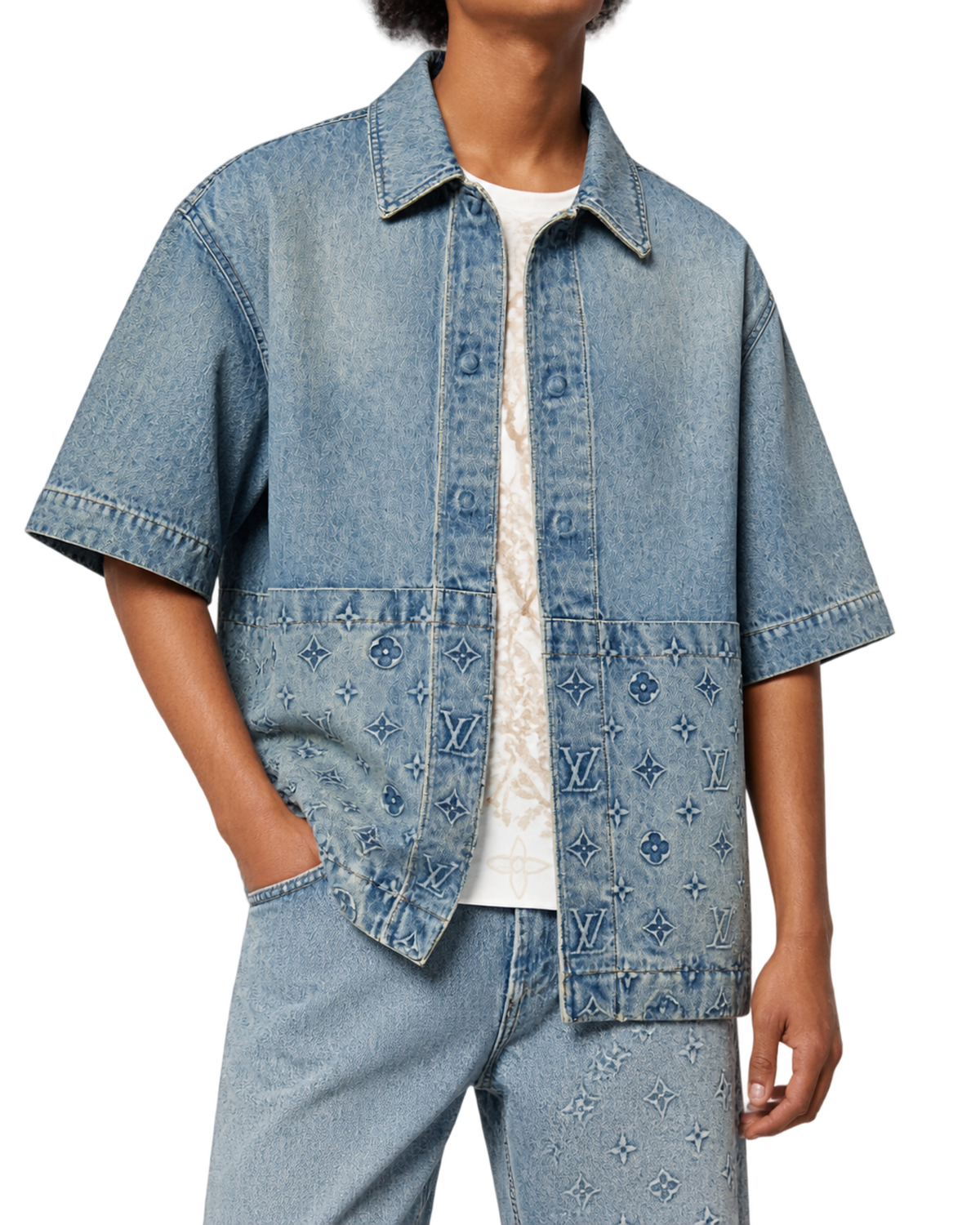 Short-Sleeved Denim Workwear Shirt