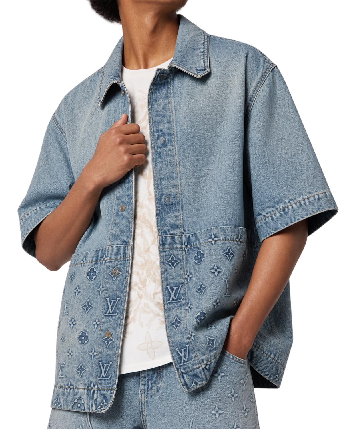 Short-Sleeved Denim Workwear Shirt