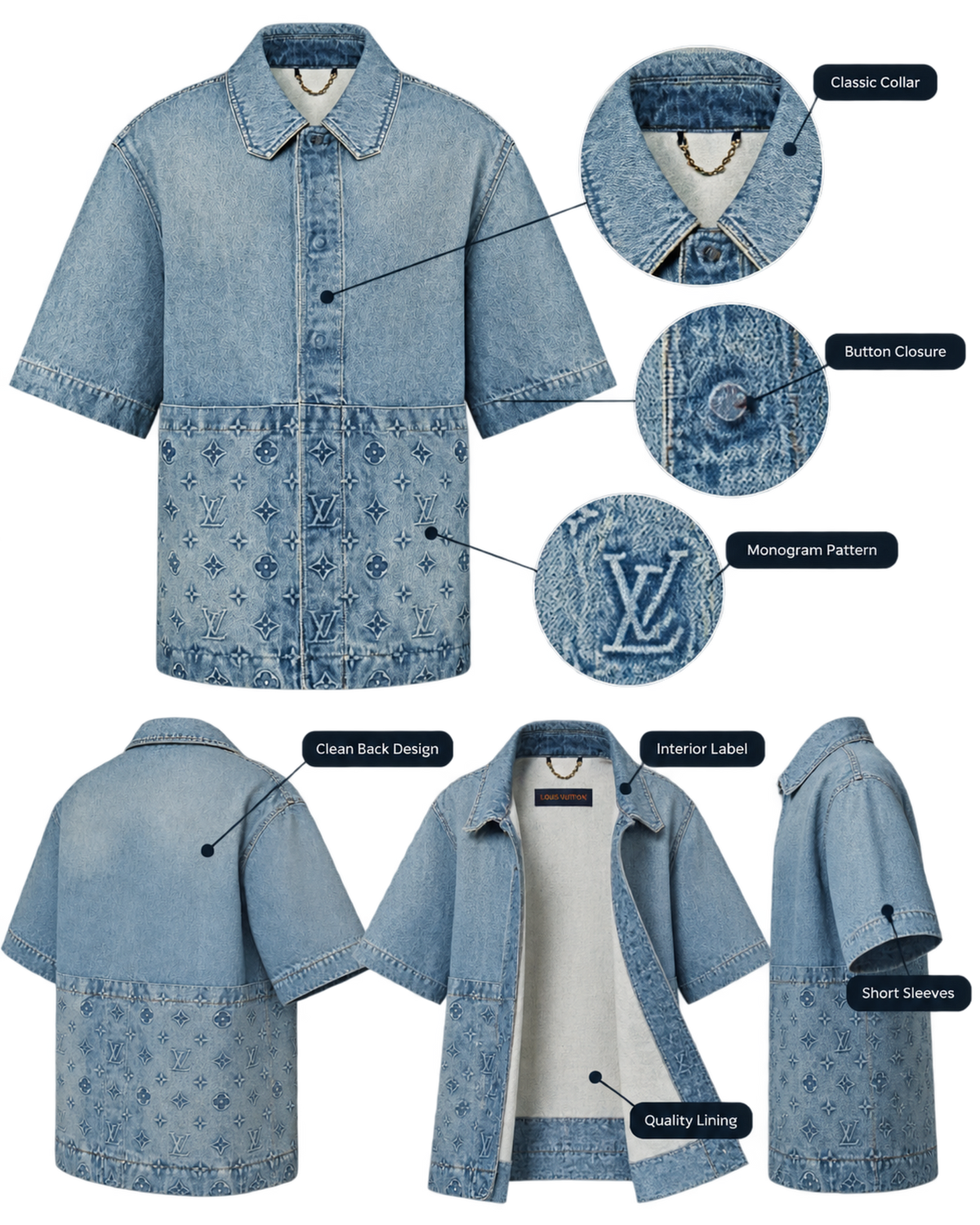 Short-Sleeved Denim Workwear Shirt