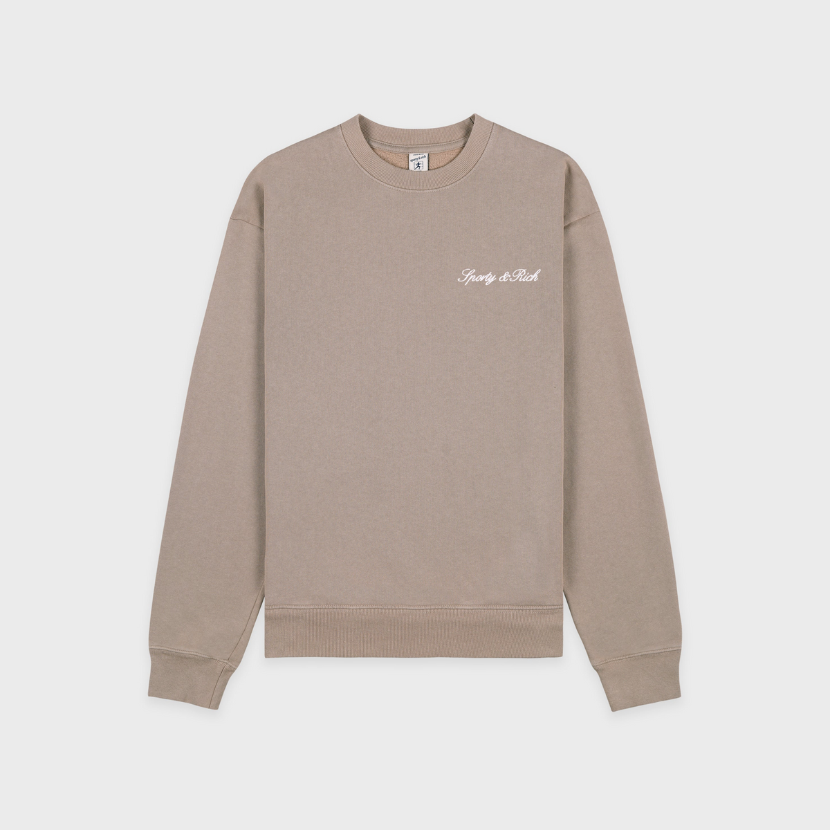 Signature Logo Embroidered Crewneck - Hazelnut/White