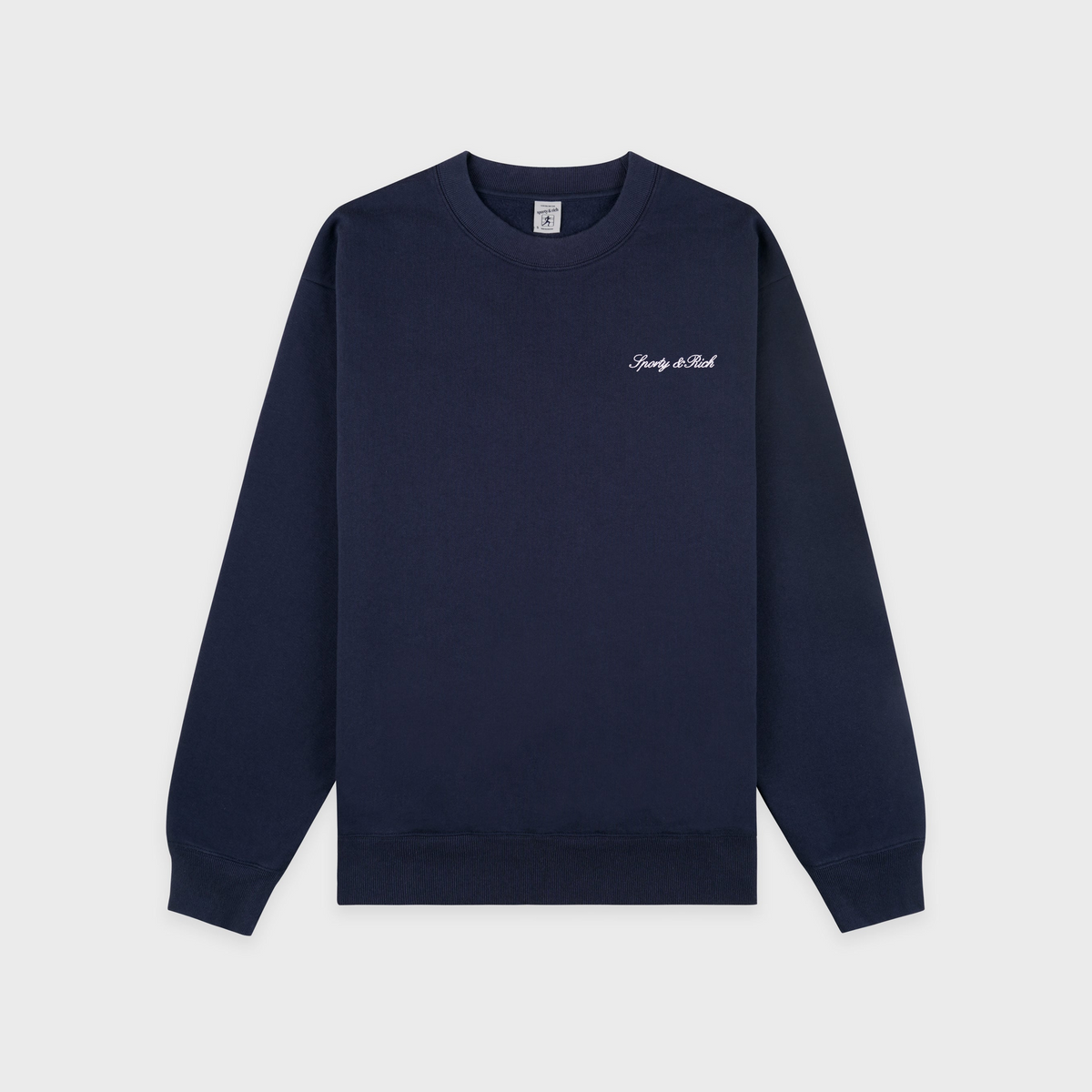 Signature Logo Embroidered Crewneck - Navy/White